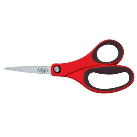 SCHOOL SMART Scissors, Stainless Steel Blades, Soft Grip, 8 Inches 084849